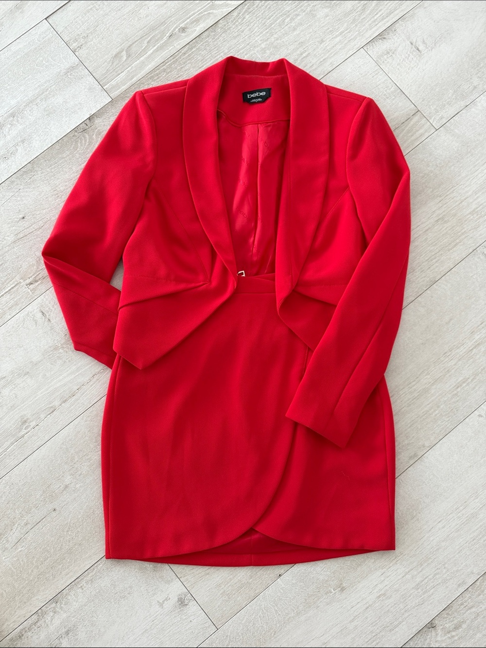 Red Cropped Blazer w/ Matching Skirt